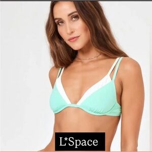 L*Space Mint Green & White Fused Bikini Top